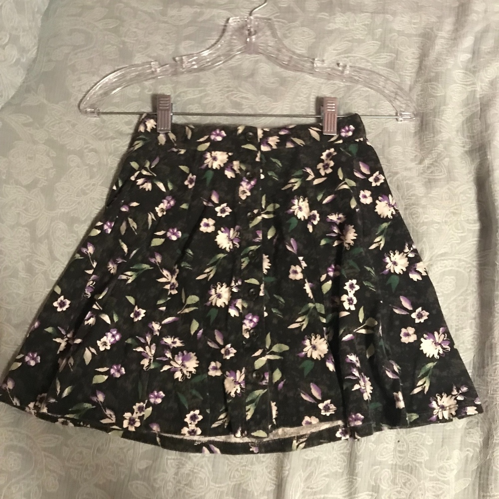 SOLD IRL Grey Floral Mini Skater Skirt